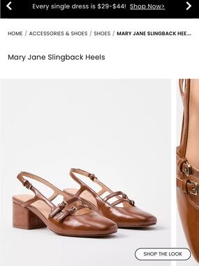 LOFT Tan Leather Slingback Mules with Double Strap